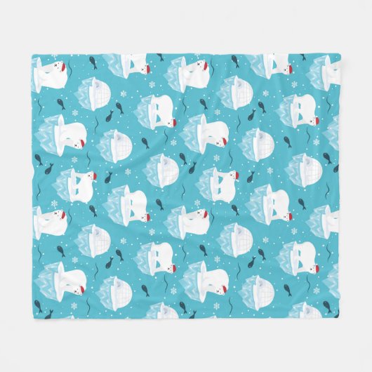 Kute Polar-beren in Santa Hats-kerstpatroon Fleece Deken (Voorkant (Horizontaal))