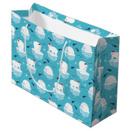 Kute Polar-beren in Santa Hats-kerstpatroon Groot Cadeauzakje