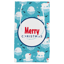 Kute Polar-beren in Santa Hats-kerstpatroon Klein Cadeauzakje