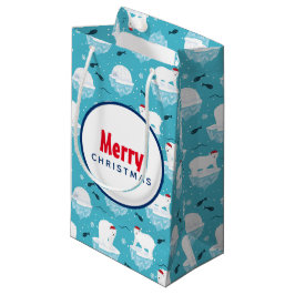 Kute Polar-beren in Santa Hats-kerstpatroon Klein Cadeauzakje