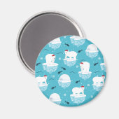Kute Polar-beren in Santa Hats-kerstpatroon Magneet (Voorkant / Achterkant)