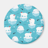 Kute Polar-beren in Santa Hats-kerstpatroon Magneet (Voorkant)
