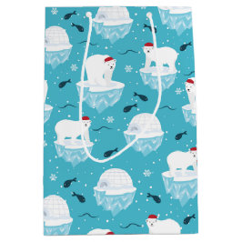 Kute Polar-beren in Santa Hats-kerstpatroon Medium Cadeauzakje