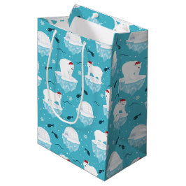 Kute Polar-beren in Santa Hats-kerstpatroon Medium Cadeauzakje