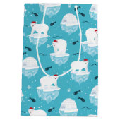 Kute Polar-beren in Santa Hats-kerstpatroon Medium Cadeauzakje (Achterkant)