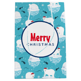 Kute Polar-beren in Santa Hats-kerstpatroon Medium Cadeauzakje