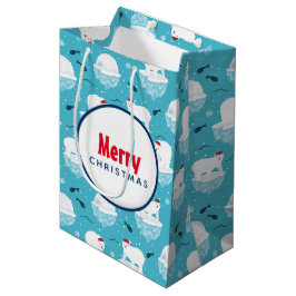Kute Polar-beren in Santa Hats-kerstpatroon Medium Cadeauzakje