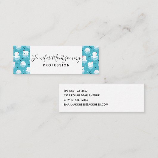 Kute Polar-beren in Santa Hats-kerstpatroon Mini Visitekaartje (Voorkant / Achterkant)