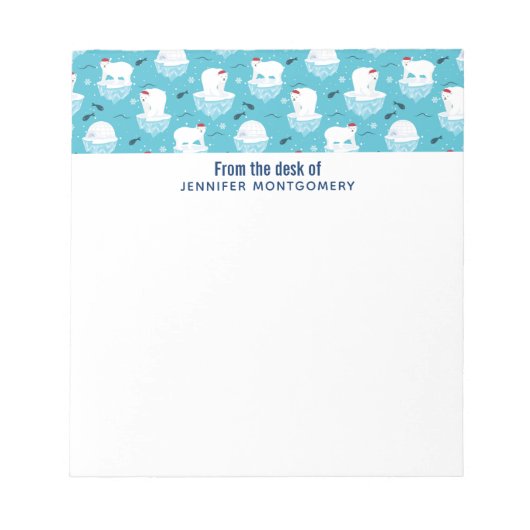 Kute Polar-beren in Santa Hats-kerstpatroon Notitieblok (Voorkant)