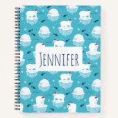 Kute Polar-beren in Santa Hats-kerstpatroon Notitieboek (Voorkant)