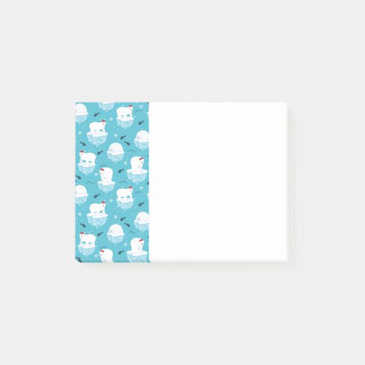 Kute Polar-beren in Santa Hats-kerstpatroon Post-it® Notes (Voorkant)