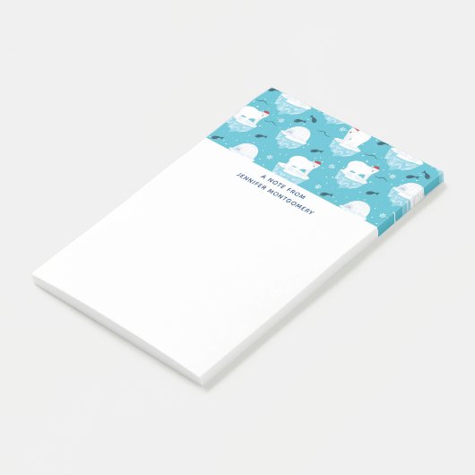 Kute Polar-beren in Santa Hats-kerstpatroon Post-it® Notes (Schuin)