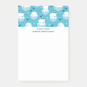 Kute Polar-beren in Santa Hats-kerstpatroon Post-it® Notes