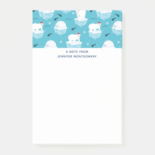 Kute Polar-beren in Santa Hats-kerstpatroon Post-it® Notes (Voorkant)
