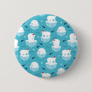 Kute Polar-beren in Santa Hats-kerstpatroon Ronde Button 5,7 Cm