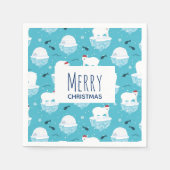 Kute Polar-beren in Santa Hats-kerstpatroon Servet (Voorkant)