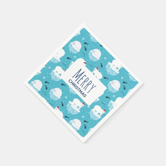 Kute Polar-beren in Santa Hats-kerstpatroon Servet (Hoek)