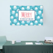 Kute Polar-beren in Santa Hats-kerstpatroon Spandoek (Beurs)