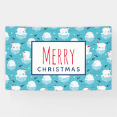 Kute Polar-beren in Santa Hats-kerstpatroon Spandoek (Horizontaal)