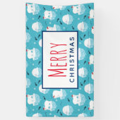 Kute Polar-beren in Santa Hats-kerstpatroon Spandoek (Verticaal)