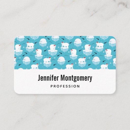 Kute Polar-beren in Santa Hats-kerstpatroon Visitekaartje (Voorkant)