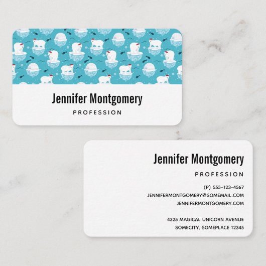 Kute Polar-beren in Santa Hats-kerstpatroon Visitekaartje (Voorkant / Achterkant)