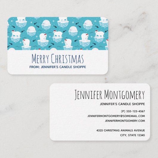 Kute Polar-beren in Santa Hats-kerstpatroon Visitekaartje (Voorkant / Achterkant)