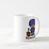 Kute politicus/luidspreker met blauw haar met podi koffiemok (Voorkant rechts)