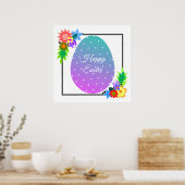 Kute polka dot Paaseieren met florale poep Poster (Keuken)