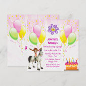Kute Pony, Cake & Balloons Birthday Party Invites Kaart (Voorkant / Achterkant)