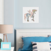 Kute Pony met neerslag en bloemen Folie Afdrukken (Insitu (Slaapkamer))