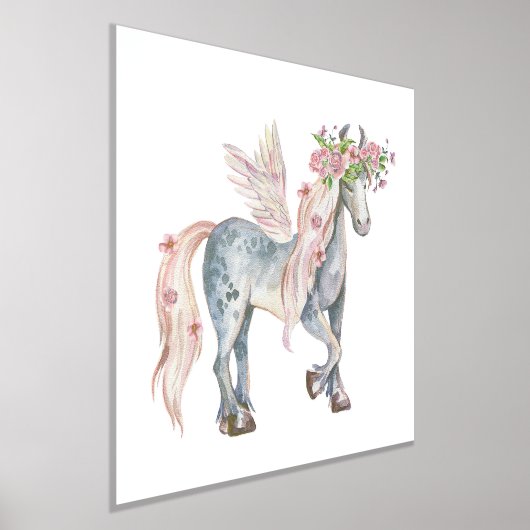 Kute Pony met neerslag en bloemen Folie Afdrukken (Laagn)