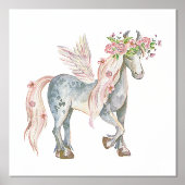 Kute Pony met neerslag en bloemen Folie Afdrukken (Voorkant)