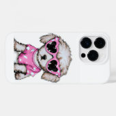 Kute poodle pupil met een roze zonnebril Case-Mate iPhone case (Achterkant (horizontaal))