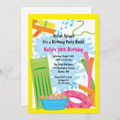 Kute Pool Party Birthday Invitation Kaart (Voorkant / Achterkant)