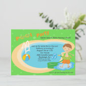 Kute Pool Party Boys Birthday Uitnodiging (Staand voorkant)