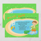 Kute Pool Party Boys Birthday Uitnodiging (Voorkant / Achterkant)