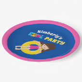 Kute Pool Party Swimming Birthday Girl Custom Papieren Bordje (Gekanteld)