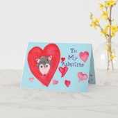 Kute Possum Face, Hearts, naar mijn Valentijn Card Kaart (Gele Bloem)