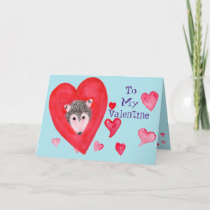 Kute Possum Face, Hearts, naar mijn Valentijn Card Kaart
