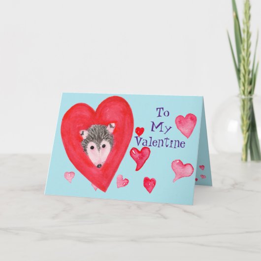 Kute Possum Face, Hearts, naar mijn Valentijn Card Kaart (Voorkant)