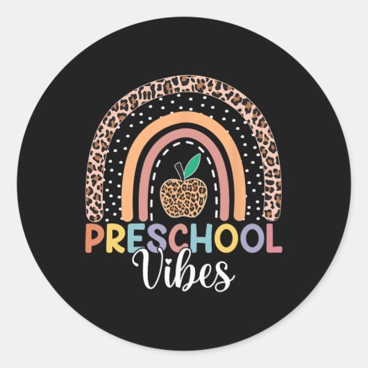 Kute preschool virussen terug naar school regenboo ronde sticker (Voorkant)