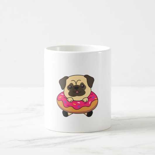 Kute pug-dog papaver-vrouwenhout donut roze koffiemok (Center)