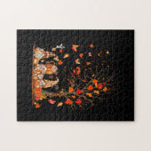Kute Pumpkin Gnomes herfst boom Fall Leaves Legpuzzel (Horizontaal)