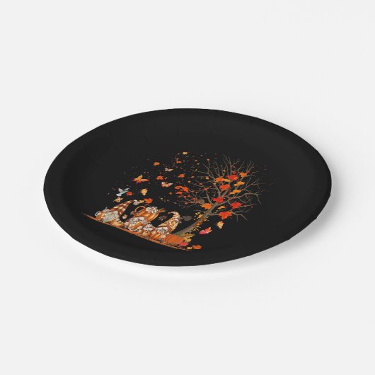 Kute Pumpkin Gnomes herfst boom Fall Leaves Papieren Bordje (Gekanteld)