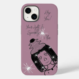 Kute Punk Cartoon Girl Sparkly Teen Kinder Case-Mate iPhone 14 Hoesje