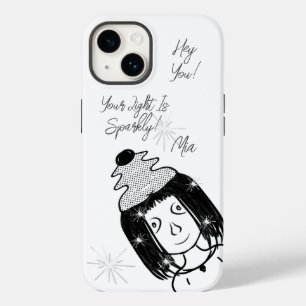 Kute Punk Cartoon Girl Sparkly Teen Kinder Case-Mate iPhone 14 Hoesje