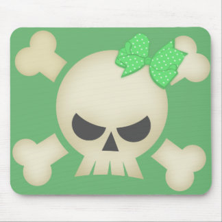 Kute Punk schedel en Bow (groen) Mousepad Muismat