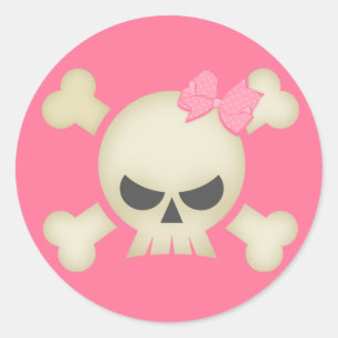 Kute Punk schedel en bow (roze) ticker Ronde Sticker