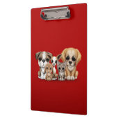 Kute Puppies, Kitten en Bunny Pet Portret Red Klembord (Links)